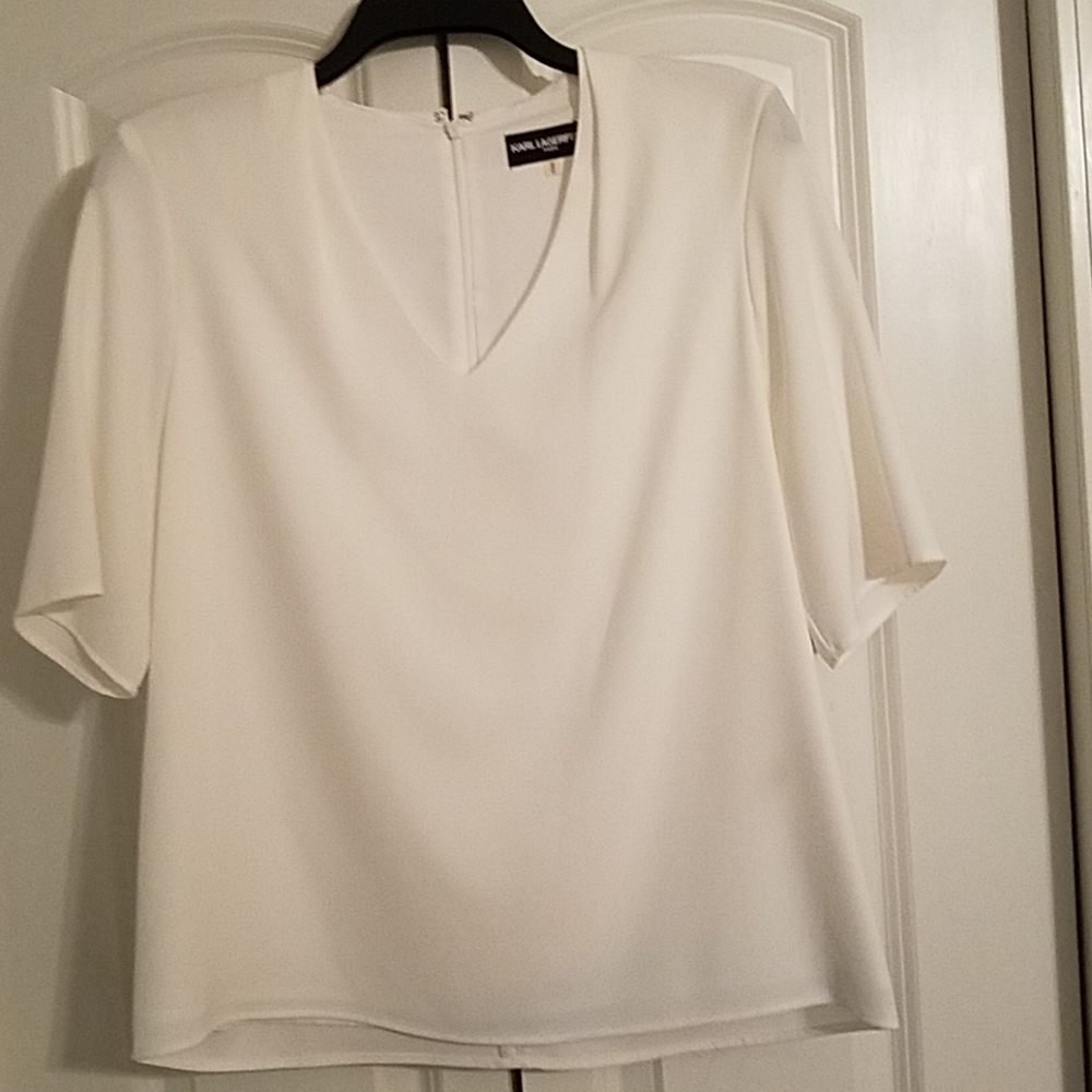 Women's Short Sleeve White Blouse